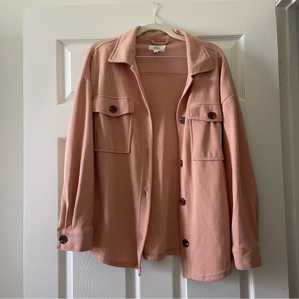 *SOLD* Ribbed cotton shaket | button down shirt jacket M
